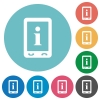 Mobile information flat round icons - Mobile information flat white icons on round color backgrounds