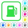 Gas station vivid colored flat icons in curved borders on white background - Gas station vivid colored flat icons