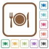 Dinner simple icons - Dinner simple icons in color rounded square frames on white background