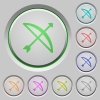 Bow with arrow push buttons - Bow with arrow color icons on sunk push buttons