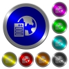 Web hosting luminous coin-like round color buttons - Web hosting icons on round luminous coin-like color steel buttons