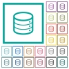 Signle database flat color icons with quadrant frames on white background - Signle database flat color icons with quadrant frames