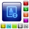 Contact processing icons in rounded square color glossy button set - Contact processing color square buttons