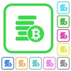 Bitcoins vivid colored flat icons in curved borders on white background - Bitcoins vivid colored flat icons