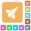 Space shuttle flat icons on rounded square vivid color backgrounds. - Space shuttle rounded square flat icons