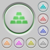 Stack of gold bars color icons on sunk push buttons - Stack of gold bars push buttons