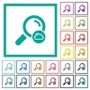 Cloud search flat color icons with quadrant frames - Cloud search flat color icons with quadrant frames on white background