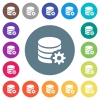 Database configuration flat white icons on round color backgrounds - Database configuration flat white icons on round color backgrounds. 17 background color variations are included.