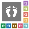 Human Footprints flat icons on simple color square backgrounds - Human Footprints square flat icons