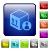 Package recipient color square buttons - Package recipient icons in rounded square color glossy button set