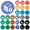Package delivery round flat multi colored icons - Package delivery multi colored flat icons on round backgrounds. Included white, light and dark icon variations for hover and active status effects, and bonus shades on black backgounds.