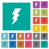 Lightning square flat multi colored icons - Lightning multi colored flat icons on plain square backgrounds. Included white and darker icon variations for hover or active effects.