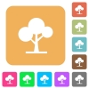 Leafy tree flat icons on rounded square vivid color backgrounds. - Leafy tree rounded square flat icons