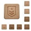 Military rank on rounded square carved wooden button styles - Military rank wooden buttons