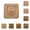 Military rank on rounded square carved wooden button styles - Military rank wooden buttons