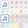 Stop search outlined flat color icons - Stop search color flat icons in rounded square frames. Thin and thick versions included.