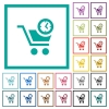 Instant purchase flat color icons with quadrant frames - Instant purchase flat color icons with quadrant frames on white background