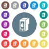 Ink cartridge flat white icons on round color backgrounds. 17 background color variations are included. - Ink cartridge flat white icons on round color backgrounds