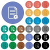 Document setup multi colored flat icons on round backgrounds. Included white, light and dark icon variations for hover and active status effects, and bonus shades on black backgounds. - Document setup round flat multi colored icons