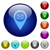 Address of GPS map location color glass buttons - Address of GPS map location icons on round color glass buttons