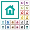 Home flat color icons with quadrant frames on white background - Home flat color icons with quadrant frames