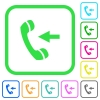 Incoming phone call vivid colored flat icons in curved borders on white background - Incoming phone call vivid colored flat icons