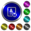 Save contact changes icons on round luminous coin-like color steel buttons - Save contact changes luminous coin-like round color buttons - Small thumbnail