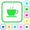 Cup of coffee vivid colored flat icons in curved borders on white background - Cup of coffee vivid colored flat icons - Small thumbnail