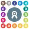 Award with ribbons flat white icons on round color backgrounds. 17 background color variations are included. - Award with ribbons flat white icons on round color backgrounds