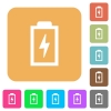 Battery with energy symbol flat icons on rounded square vivid color backgrounds. - Battery with energy symbol rounded square flat icons