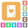 King of hearts card rounded square flat icons - King of hearts card flat icons on rounded square vivid color backgrounds.