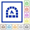 Stone oven flat color icons in square frames on white background - Stone oven flat framed icons