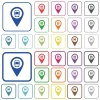 Car service GPS map location outlined flat color icons - Car service GPS map location color flat icons in rounded square frames. Thin and thick versions included.