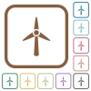 Wind turbine simple icons - Wind turbine simple icons in color rounded square frames on white background