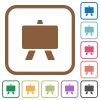 Blackboard simple icons in color rounded square frames on white background - Blackboard simple icons