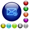 Syncronize mails icons on round color glass buttons - Syncronize mails color glass buttons