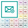 Mail settings flat color icons with quadrant frames - Mail settings flat color icons with quadrant frames on white background