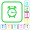 Alarm clock vivid colored flat icons in curved borders on white background - Alarm clock vivid colored flat icons