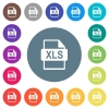 XLS file format flat white icons on round color backgrounds. 17 background color variations are included. - XLS file format flat white icons on round color backgrounds