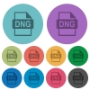 DNG file format darker flat icons on color round background - DNG file format color darker flat icons