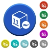 Package insurance round color beveled buttons with smooth surfaces and flat white icons - Package insurance beveled buttons