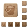 Bucket wooden buttons - Bucket on rounded square carved wooden button styles