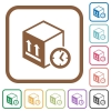 Package shipping time simple icons in color rounded square frames on white background - Package shipping time simple icons