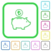Turkish Lira piggy bank vivid colored flat icons in curved borders on white background - Turkish Lira piggy bank vivid colored flat icons