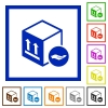 Package insurance flat color icons in square frames on white background - Package insurance flat framed icons