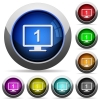 Primary display round glossy buttons - Primary display icons in round glossy buttons with steel frames