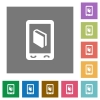 Mobile dictionary flat icons on simple color square backgrounds - Mobile dictionary square flat icons