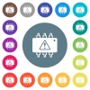 Hardware malfunction flat white icons on round color backgrounds - Hardware malfunction flat white icons on round color backgrounds. 17 background color variations are included.