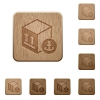 Sea package transportation wooden buttons - Sea package transportation on rounded square carved wooden button styles