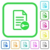 Secure document vivid colored flat icons - Secure document vivid colored flat icons in curved borders on white background